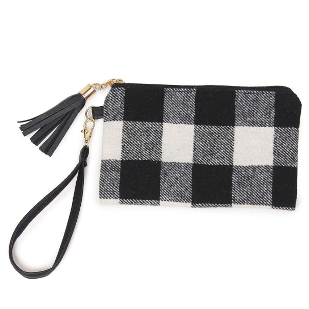 Wristlet- B W Buffalo Plaid